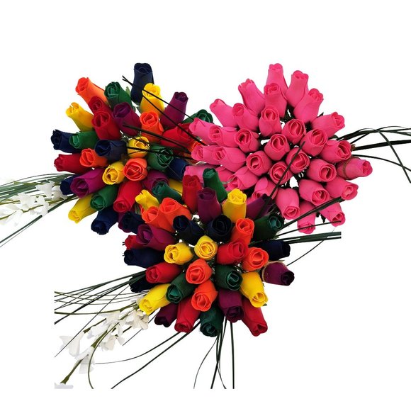 3 Doz Autism Aware Rainbow Wooden Roses Flower Bouquet. The Original Wooden Rose - Picture 8 of 8